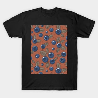 Blueberries on brown T-Shirt